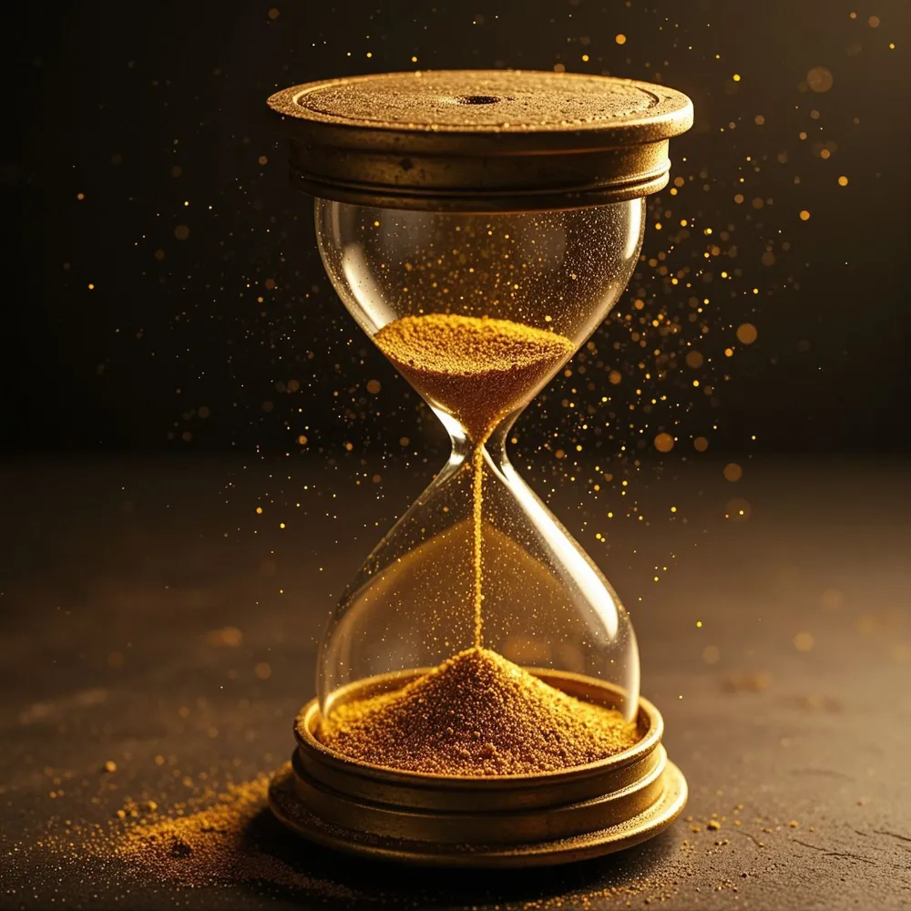 Golden hourglass — reference for the shot
